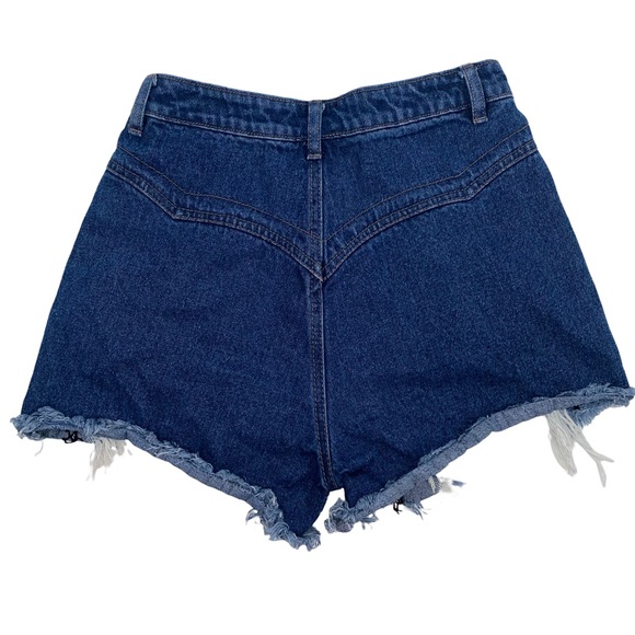 NUDE High Waist Distressed Cheeky Shorts, Size Small - Picture 4 of 11